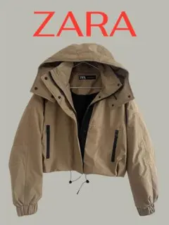 ZARA ベージュ クロップドダウンジャケット　中綿ブルゾン