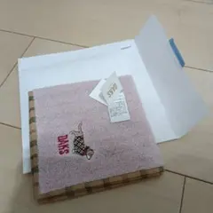 DAKS 犬刺繍 タオルハンカチ ピンク 約25cm　新品未使用