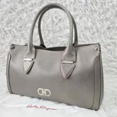 極美品✨フェラガモ ダブルガンチーニ レザー トートバッグ グレー