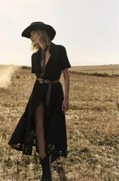 ZARA ザラ　黒シャツワンピース　マキシ