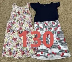 130cm女の子　夏服　ワンピース2枚
