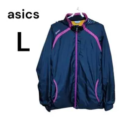 ASICS 裏起毛　ウィンドブレーカー ブラック/ピンク　L 　フード付き