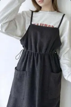ヘリンボーン　キャミワンピース　ブラック　M
