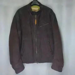 【メンズ】ダークブラウン 綿シングルライダースジャケット