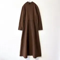 RASW ニットワンピース モックネック ロング 無地 茶 L カジュアル