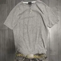 archive y2k ヘンリーネック リブ ボタン 平成お兄系 s/s tee