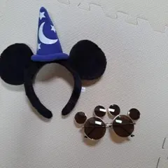 ★美品★ディズニーランド　ソーサラーミッキーカチューシャ、サングラスセット