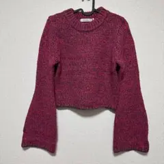 MOUSSY ピンク クロップドニットセーター
