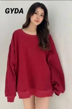 【人気☆GYDA】ピンク　内側ボーダー　トレーナー　サイズF GYDA - 【人気☆GYDA】ピンク 内側ボーダー トレーナー サイズFの通販