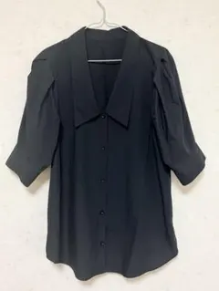 2603102 GATHER SLEEVE ROUND BLOUSE ブラックM - メルカリ