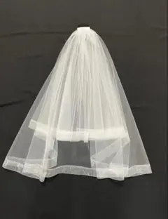 ホワイトチュールウエディングベール 67cm コーム付き