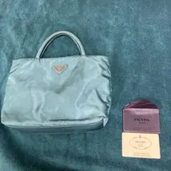PRADA ブルー系ナイロンハンドバッグ