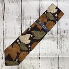 メンズ　ネクタイ　カジュアル　オシャレ　ビジネス　パーティ　葉　アート　絹　茶色