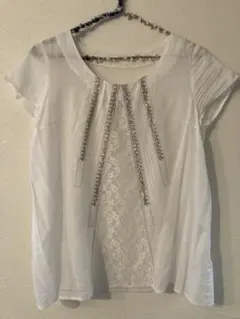 ◆MERVEILLE H. スパンコール&刺繍&レース 半袖ブラウス◆Tシャツのサムネイル