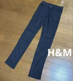 H&Mローライズ ストレッチスキニー　ステッチ入り綿パンツ　黒S