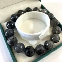 高品質✨大粒✨希少✨ブラックルチルクォーツ ブレスレット15mm 極太針　美品