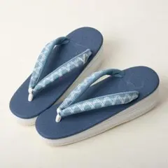 ≪菱屋カレンブロッソ×正絹小紋鼻緒≫ カフェ草履 M寸 no.3483