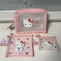 韓国限定 ハローキティ メッシュポーチ 3つセット 韓国ダイソー