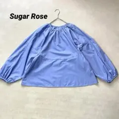 美品 Sugar Rose プルオーバー スリーブブラウス ブルー ゆったりのサムネイル