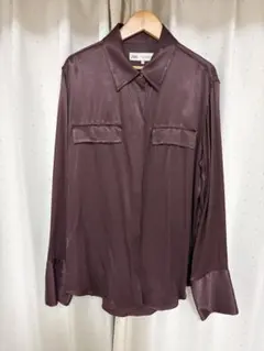 新品　ZARA ポケットサテンシャツ XL