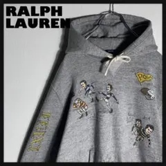 【美品】RALPH LAUREN プルオーバーパーカー 前V グレー M