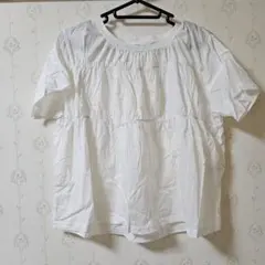 AS KNOW AS PINKY　ギャザーTシャツ　白　無地のサムネイル