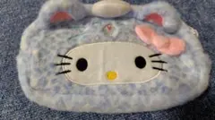 ハローキティ ファーポーチ ヒョウ柄 ブルー