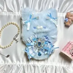 10cm ちびぐるみ ぬい服 水色 チェック柄 推しぬい #6