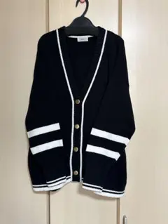 イエナ　ラインニットカーディガン　ブラック