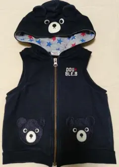 DOUBLE.B クマ耳付きベスト ブラック　100cm