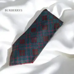 BURBERRYSネクタイ　グリーン　緑　総柄　シルク100％のサムネイル