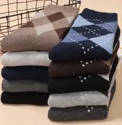 極厚紳士ビジネスメンズソックス5足セットウール混暖かい裏パイルクルー丈男性靴下