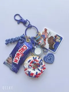 じゃらじゃらキーホルダー　アメリカンドーナツ　カラフル　お菓子