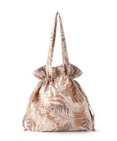 シューラルー❣️ 巾着 トートバッグ ボタニカル柄 リーフ柄　巾着型