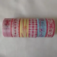 マスキングテープ ６本セット③ カラフル柄 ガーリー チェック デコ素材 マステ