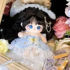 新品♪♪ぬいぐるみ服20cm 着せ替えぬい服 ぬい活 ドレス 水色 ヘアピン付き