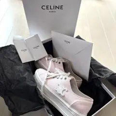 CELINE ピンク キャンバス スニーカー　厚底スニーカーのサムネイル