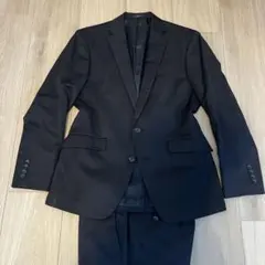 【美品】SUIT SELECT ブラック ストライプ ビジネススーツ