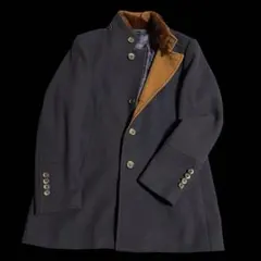 vikingar ネイビー ファー襟 ウールコート