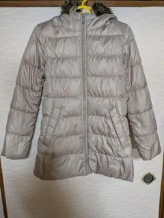 値下げ！フード付きベージュダウンジャケット