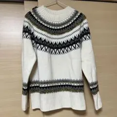 THE SHOP TK クリーム色 ノルディック柄 ニットセーター Lサイズ 