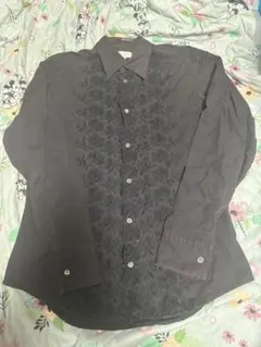 Paul Smith 黒刺繍入り長袖シャツ 花柄 古着