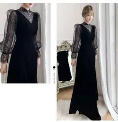 ブラック オケージョンドレス Lサイズ パーティー お呼ばれ 同窓会