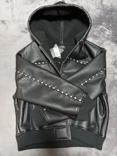 AFB STUDDED HOODED BOMBER JACKET