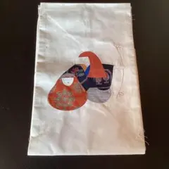 名古屋帯 ＊生成り民藝人形パッチワーク