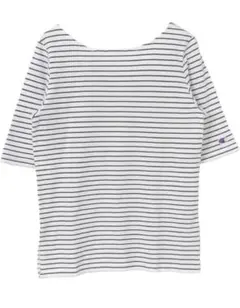 Champion ×アーバンリサーチ ボートネックボーダー5分袖　ホワイト