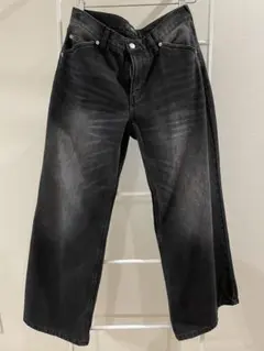 【HARE】ハレ ワイドストレート ブラックデニム ウォッシュ加工 Sサイズ