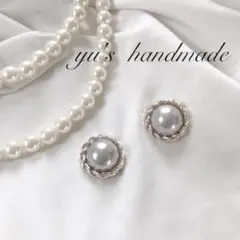 ✨セレモニー グレー パール シンプル ピアス✨イヤリング  樹脂 大人可愛い