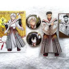 鬼滅の刃巳年イベント実弥＆伊黒＆行冥アクスタ、ポスカ、箔押し缶バッジ、カード