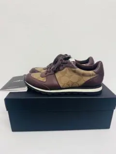 【美品】COACH レザー スニーカー シグネチャー US5（約22.5cm）